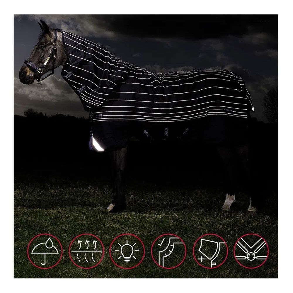 Horseware AMIGO BRAVO 12 REFL PLUS 100G - Couverture de paddock + couvre-cou grey/reflective/black