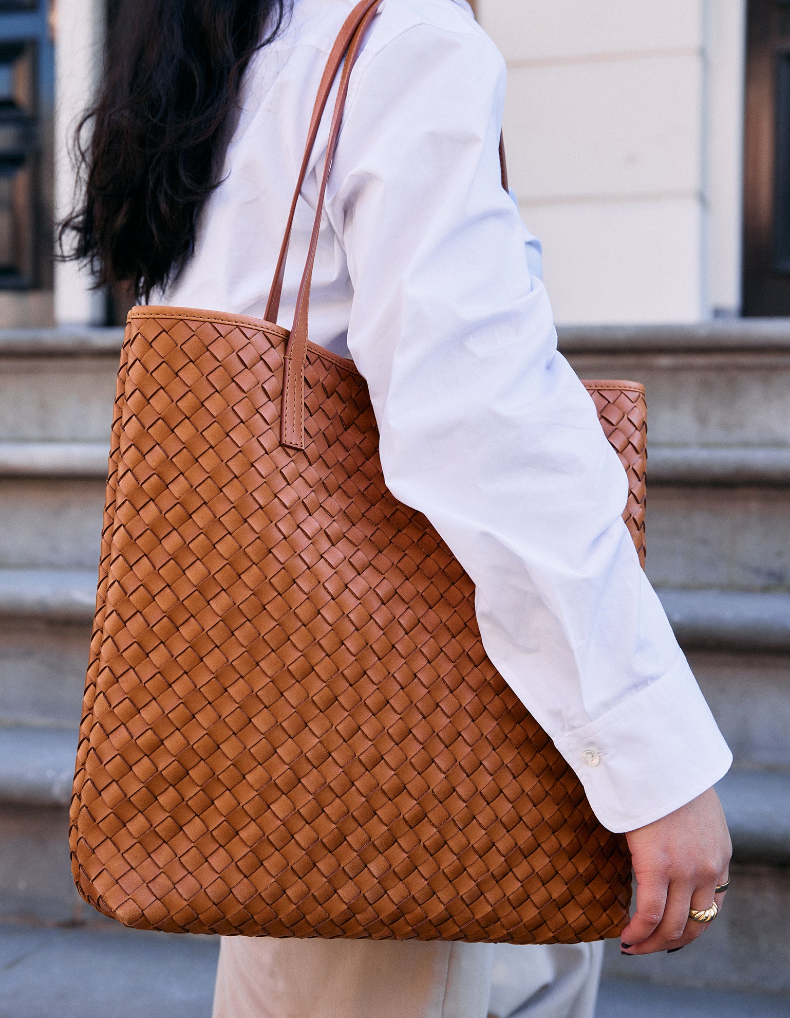Georgia -  Cognac Woven Classic Leather