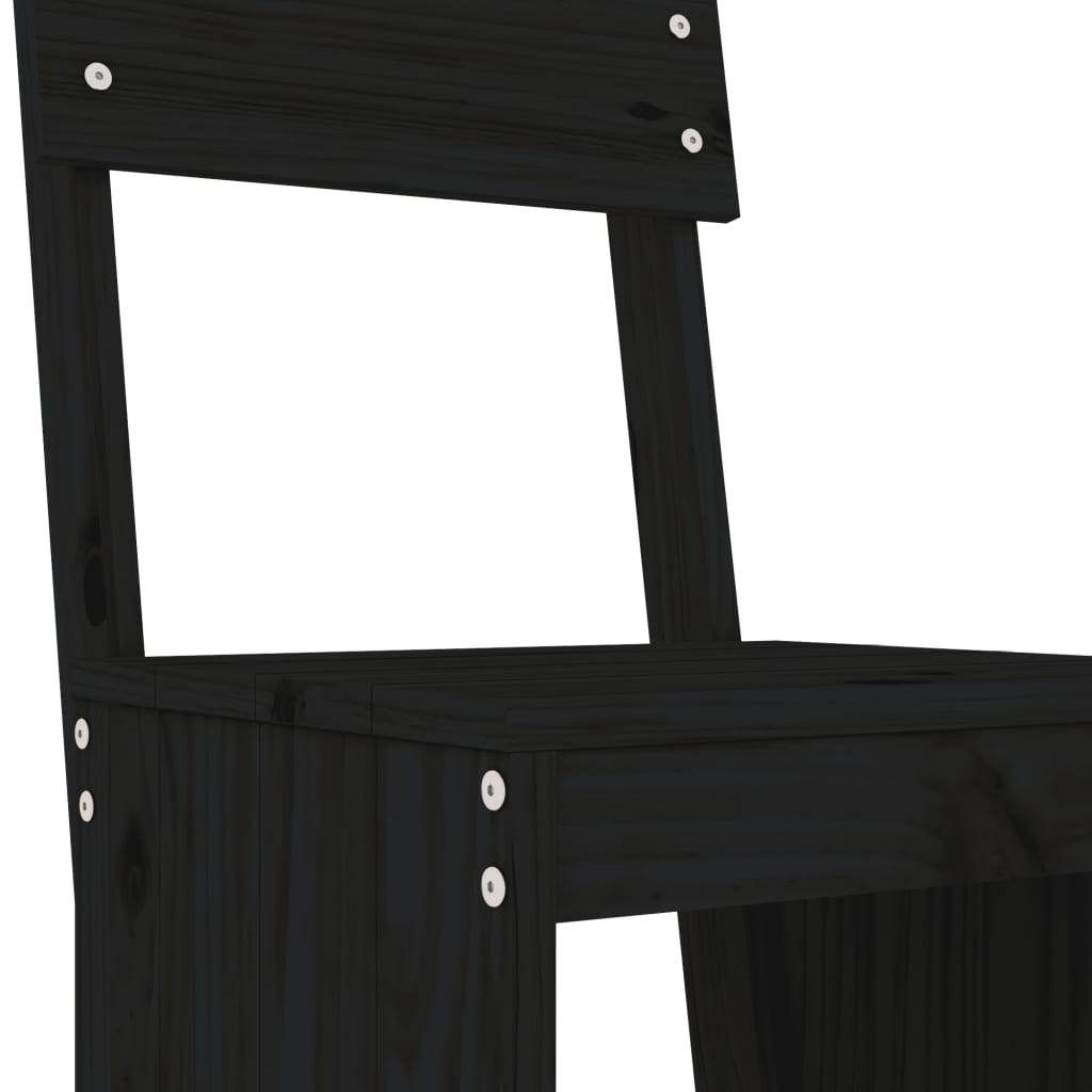 Ensemble de bar de jardin 7 pcs noir bois de pin massif