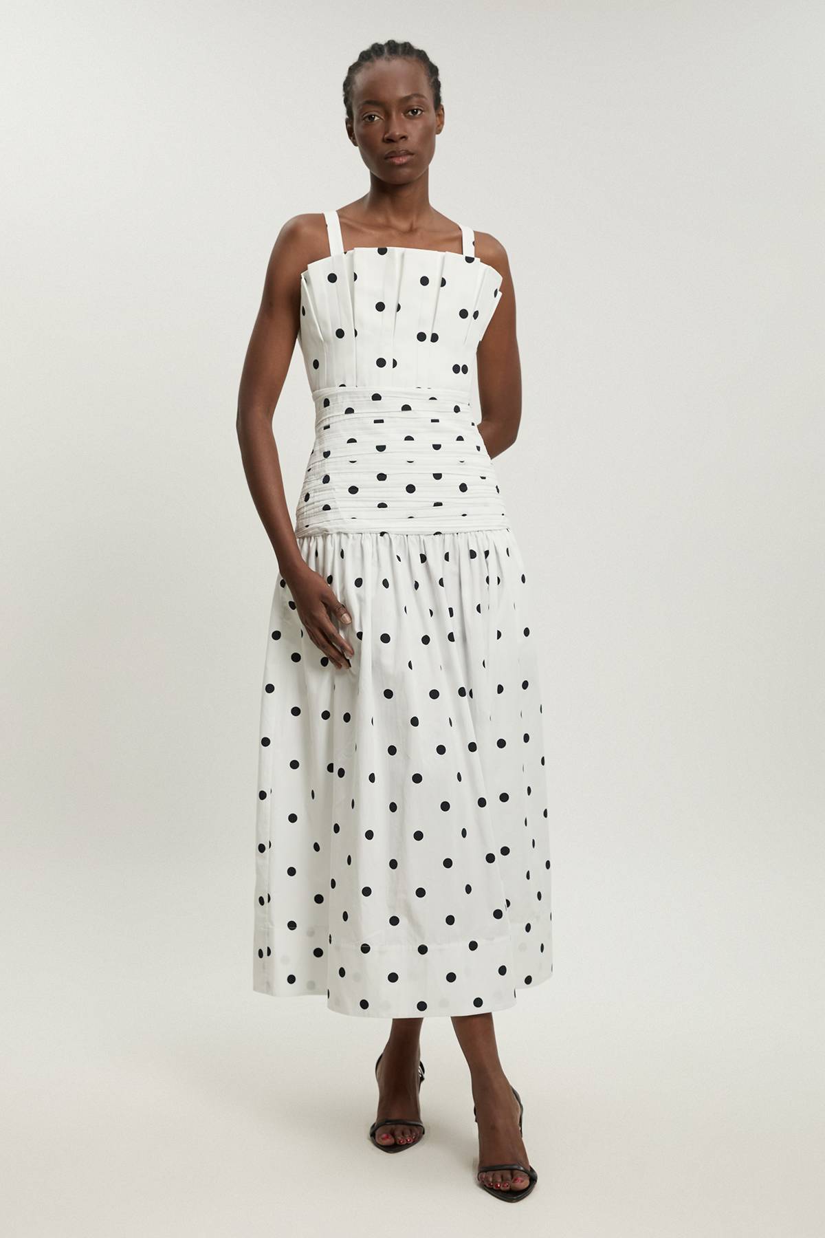KarenMillen Robe Midi Plissée En Popeline Imprimée