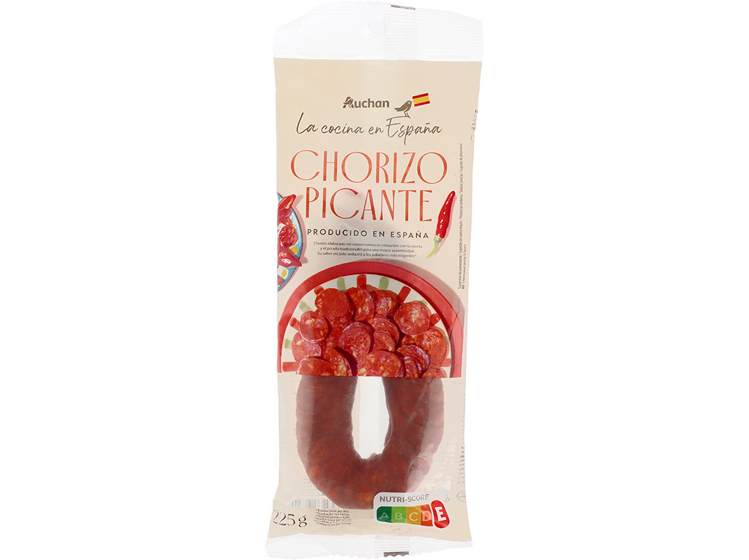 CHOURIÇO PICANTE AUCHAN À MESA EM ESPANHA 225G