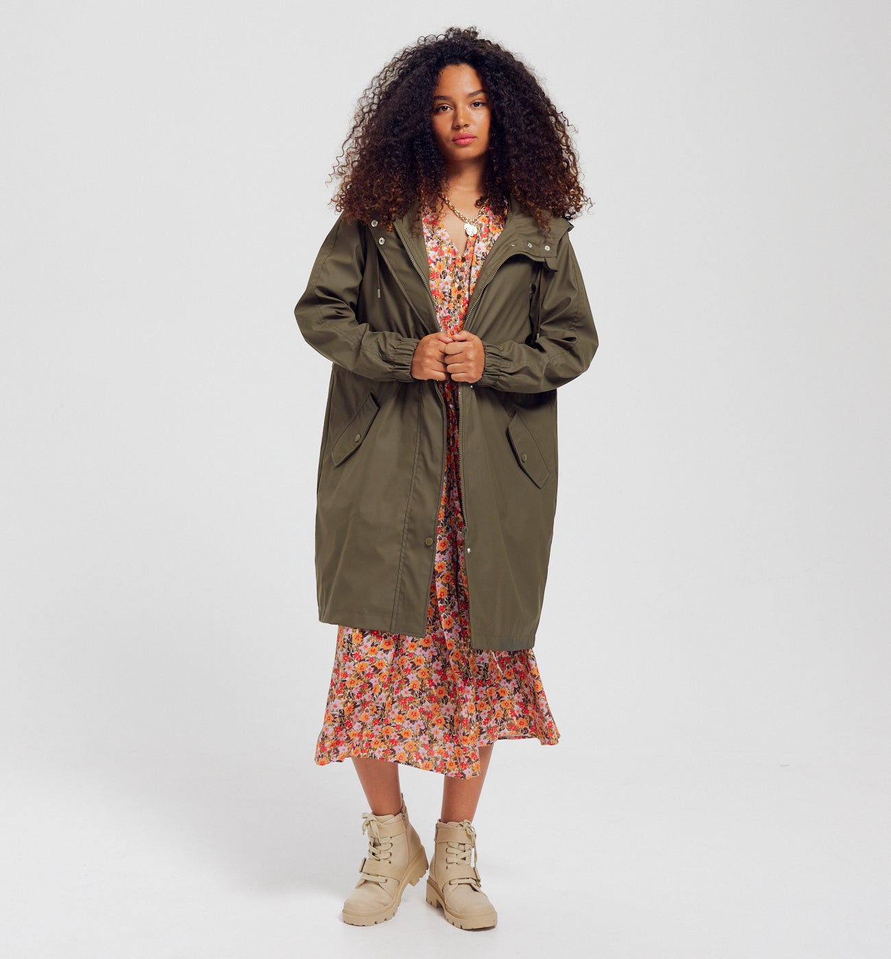 Parka déperlante unie Femme - Kaki