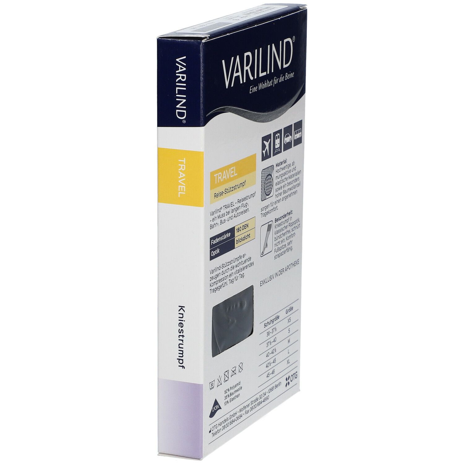 VARILIND® Travel Kniestrümpfe 180 DEN anthrazit Gr. S (37,5-40)