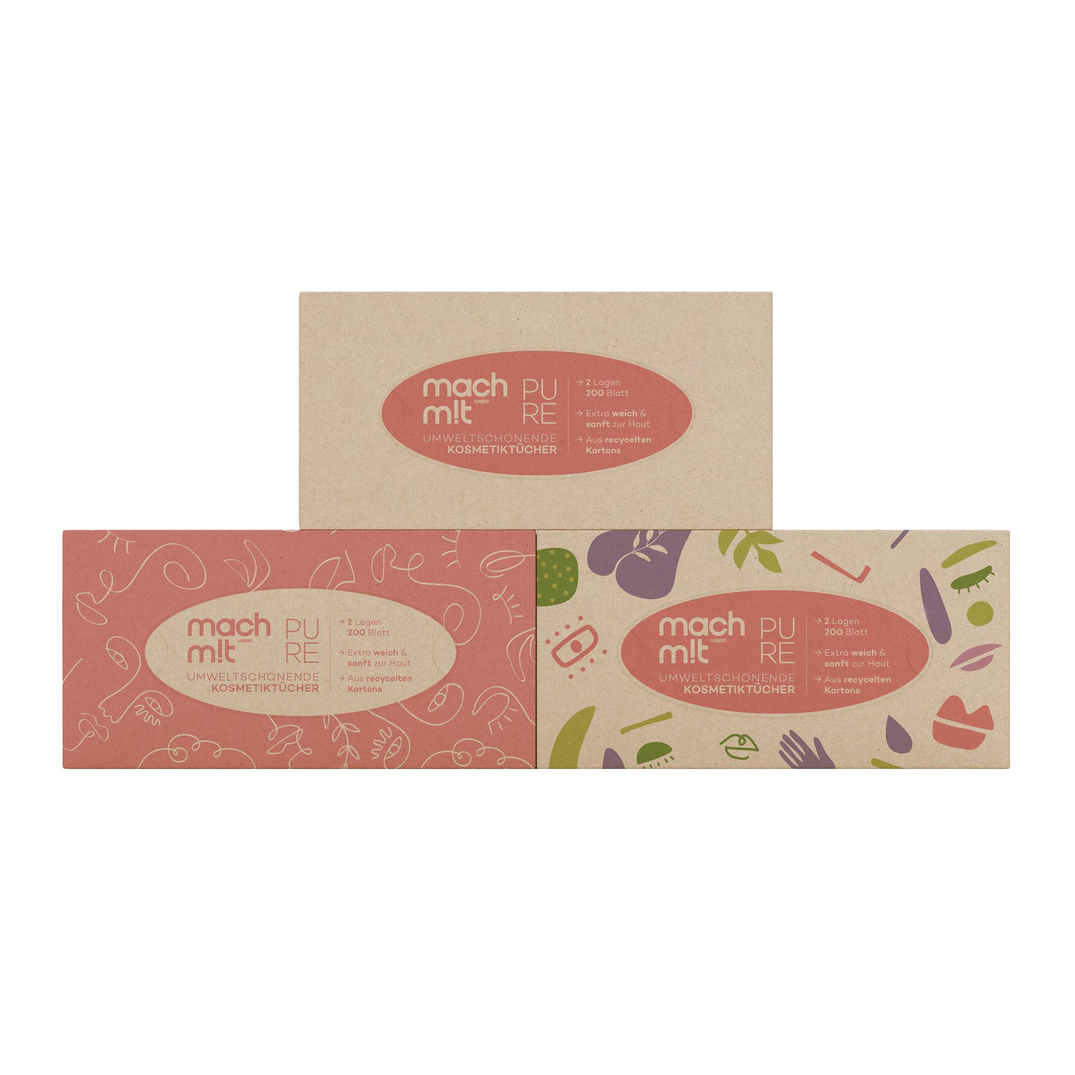 mach m!t PURE Kosmetiktücher Box aus recyceltem Karton