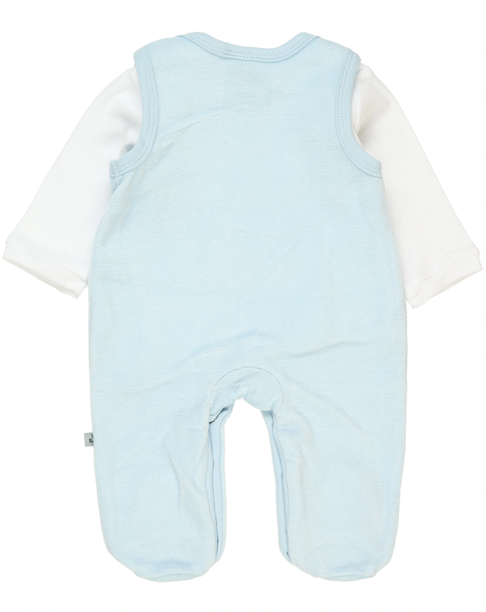 Nicki-Strampler BASIC LINE - LITTLE BEAR mit Langarmshirt in hellblau/weiß