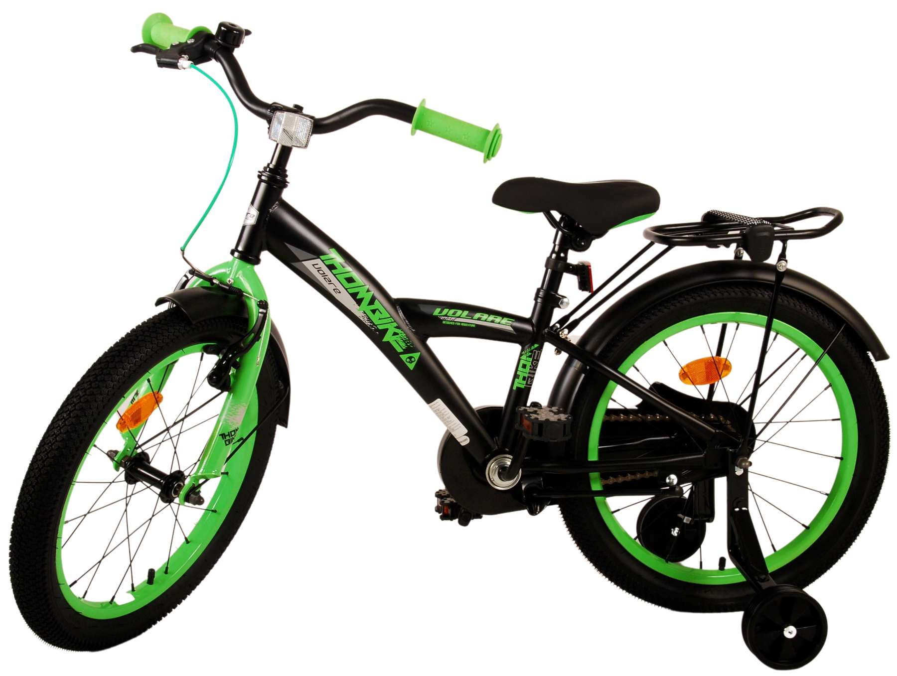 TPFSports Thombike Kinderfahrrad - Jungen - 18 Zoll - Rücktritt + Handbremse - Schwarz Grün