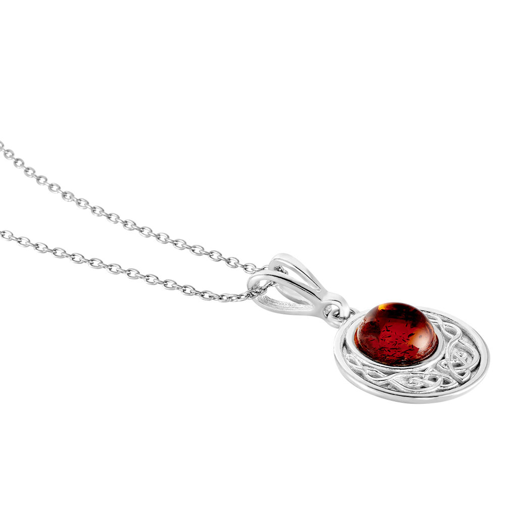 Collier Argent Blanc Mystica Ambre