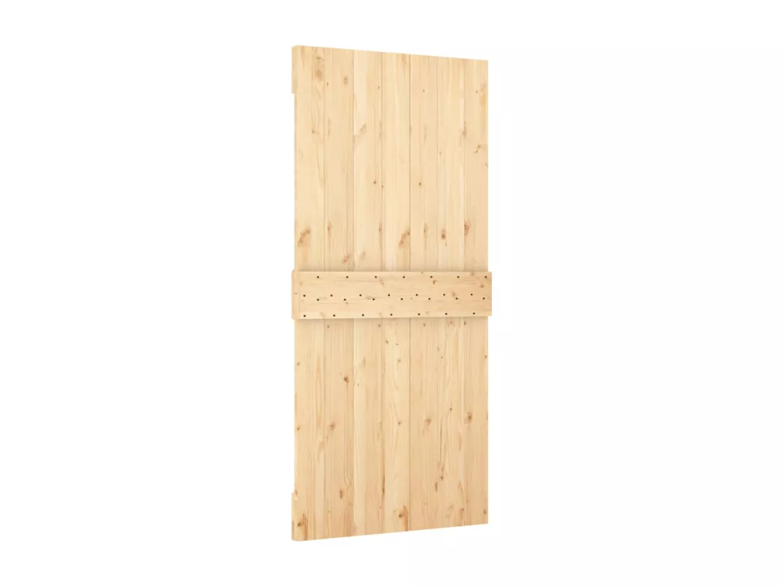 Porte coulissante et kit de quincaillerie 90x210 cm pin massif