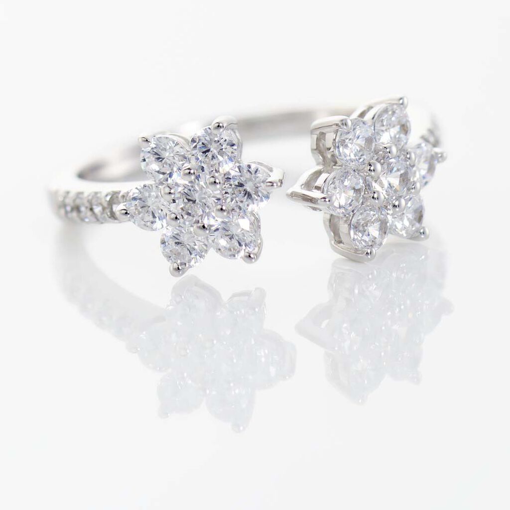 Bague Ajustable Sarette Argent Blanc Oxyde De Zirconium