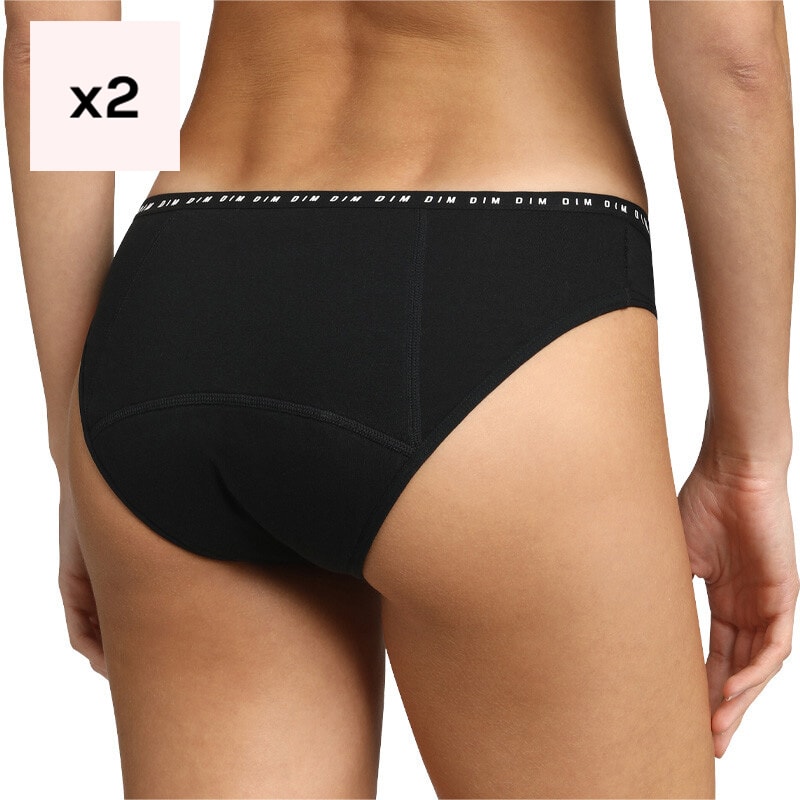 Culottes menstruelles en coton bio - Flux abondants - 2 unités - Noir