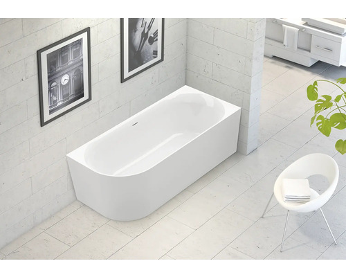 OTTOFOND BW Afinar Hoekbad XS 80 x 155 cm wit glanzend, inbouwbad ruimtebesparend, 703941