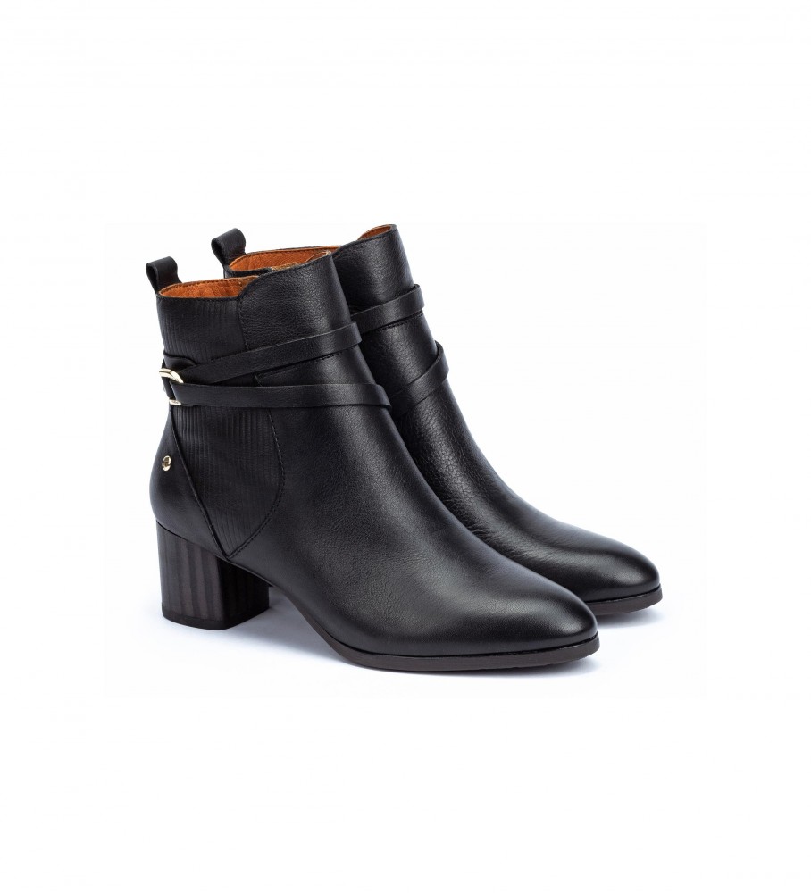 Botas de tornozelo Pikolinos Calafat W1Z-8841 em couro preto