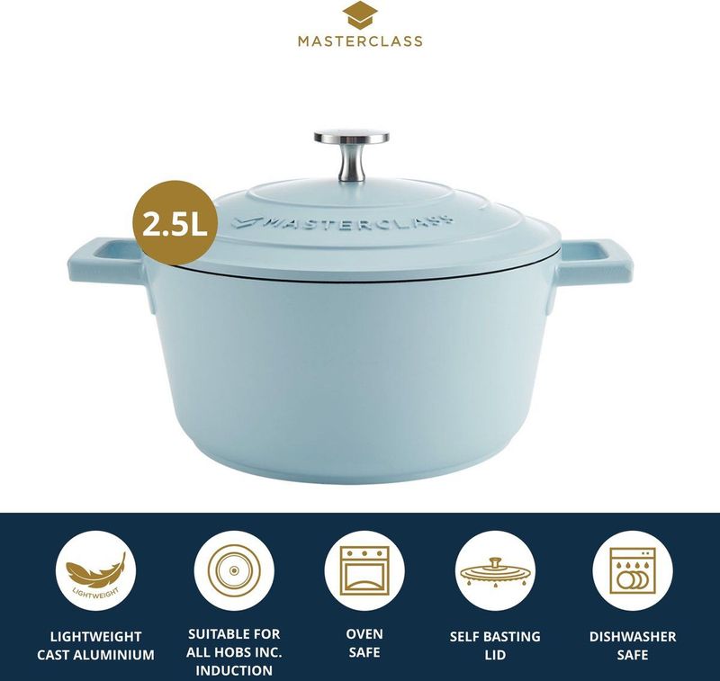 MasterClass Hemelsblauwe Aluminium Braadpan,L