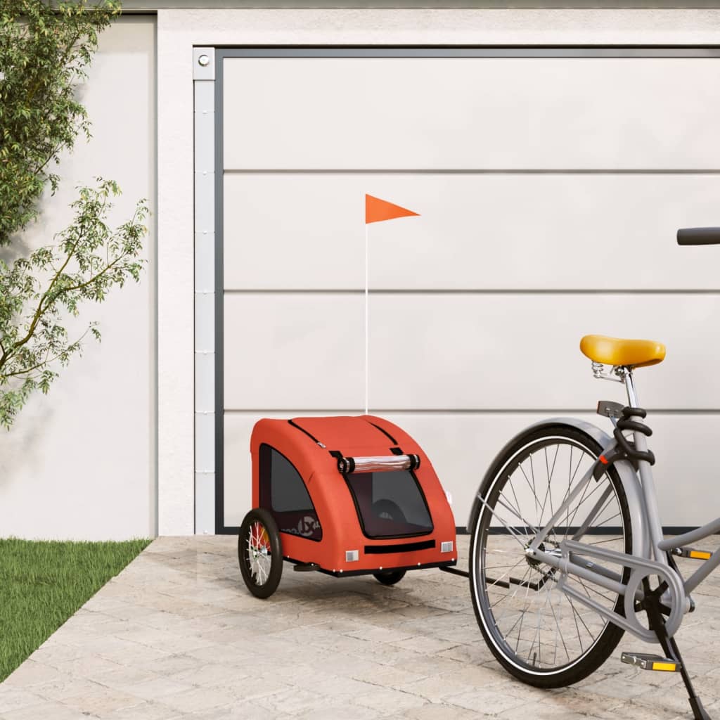vidaXL Pet Bike Trailer Iron Oxford Cloth Orange