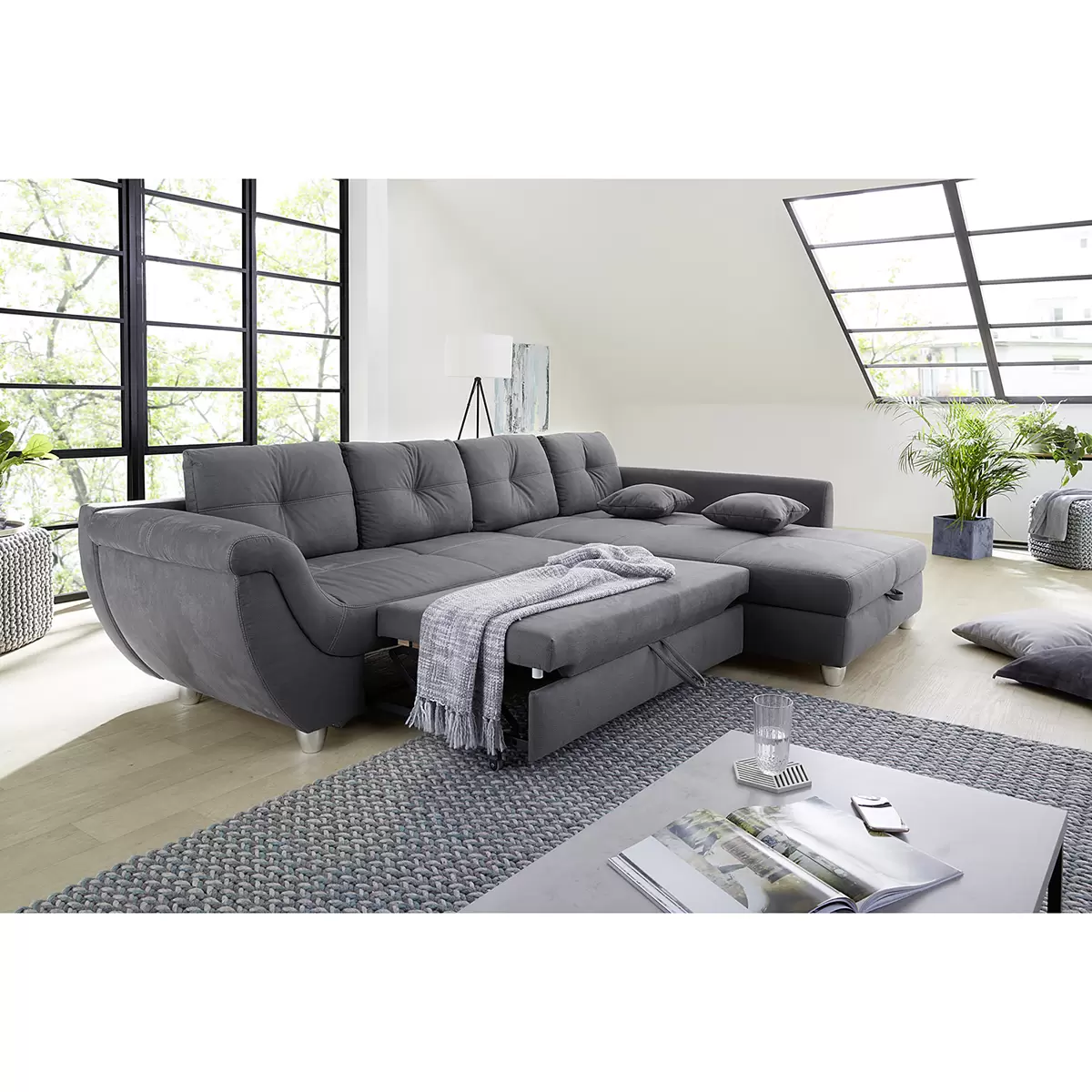 Ecksofa Maroggia 153 x 270 Dunkelgrau