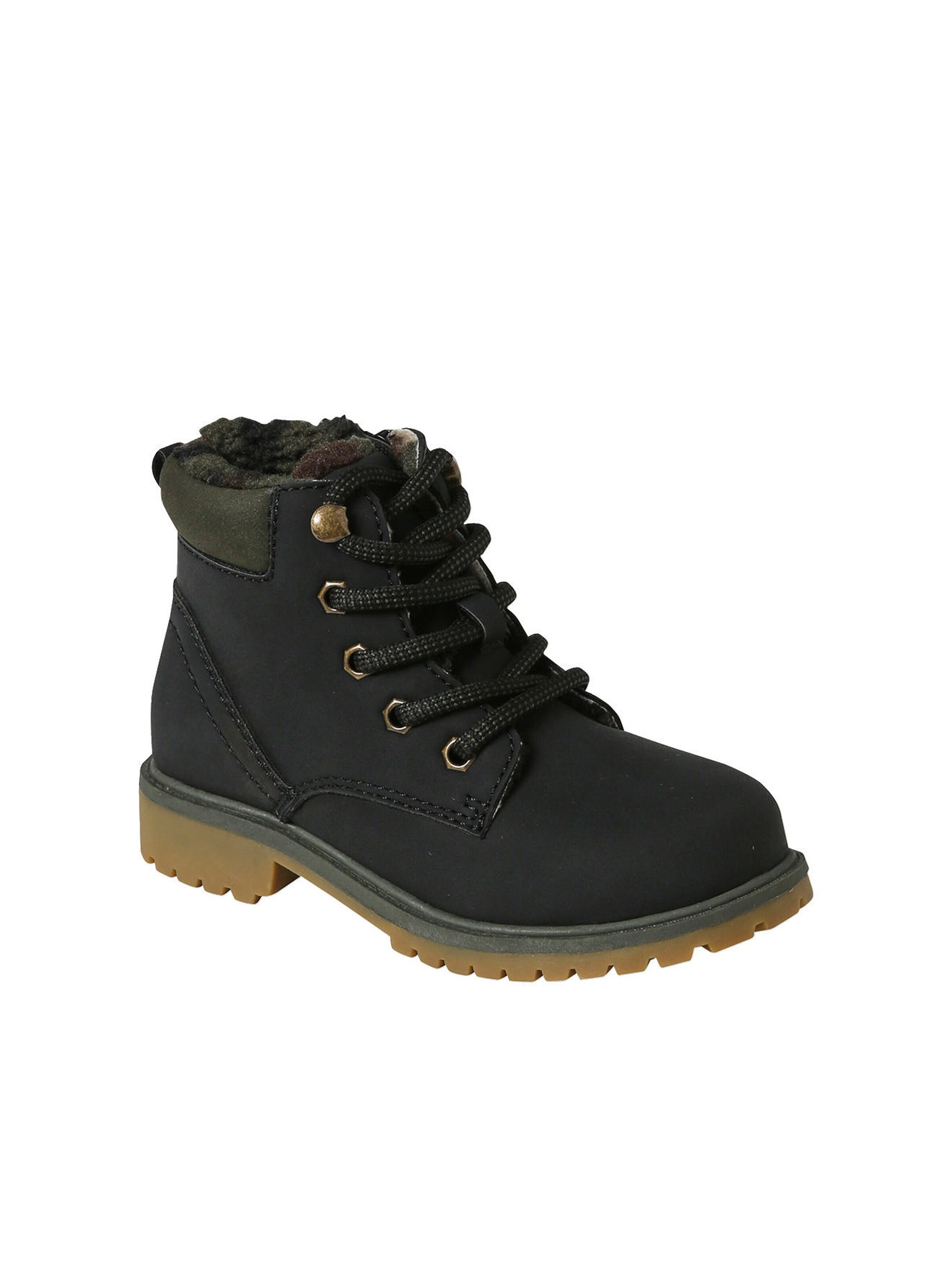 Vertbaudet Warme Kinder Schnürboots mit Profilsohle schwarz