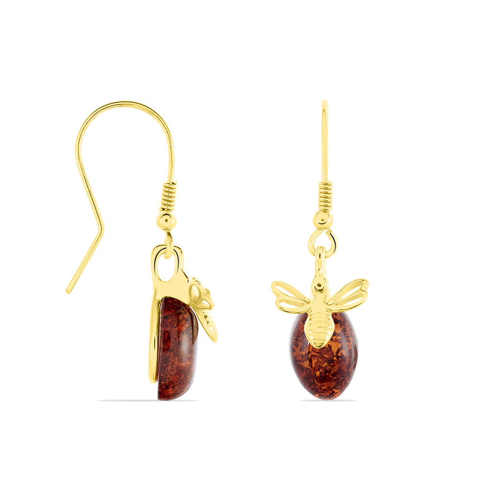 Boucles D'oreilles Pendantes Lyla Argent Jaune Ambre