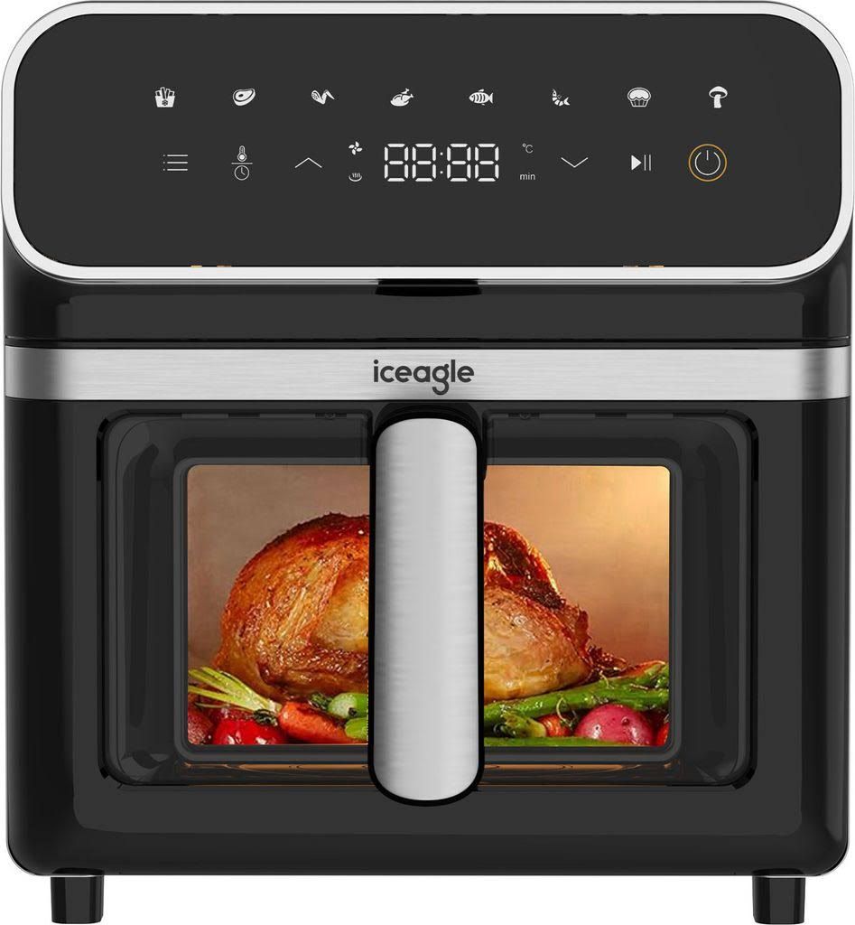 Heißluftfritteuse heissluffritteuse xxl, airfryer mit sichtfenster, 8