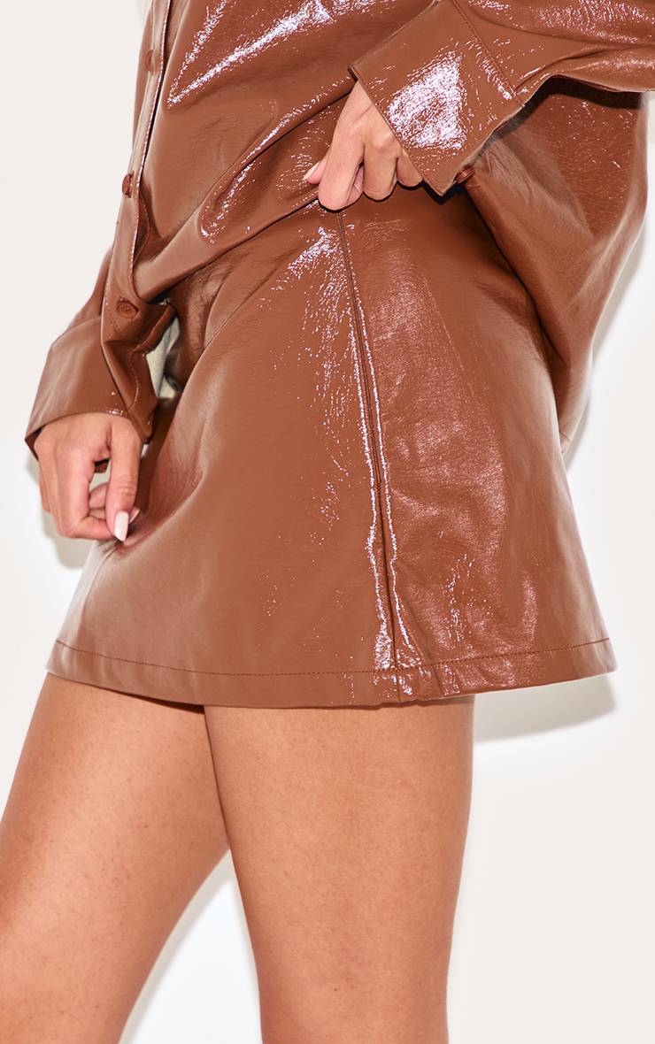Chocolat Ensemble Jupe Courte En Synthétiquecuir