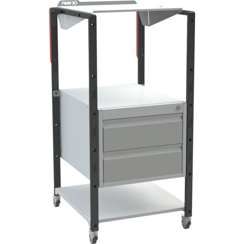 Pupitre à plan inclinable, 2 tiroirs, à roulettes, 150 kg