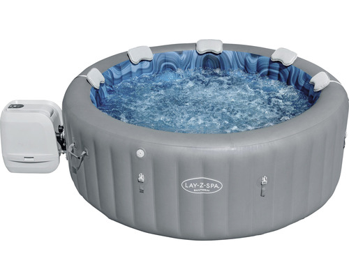 Bestway® LAY-Z-SPA® Santorini HydroJet Pro™ opblaasbare hottub met massagesysteem, 10 HydroJet™-sproeiers, 180 AirJet™, vorstbeveiliging en aardingsdetectiesysteem, grijs
