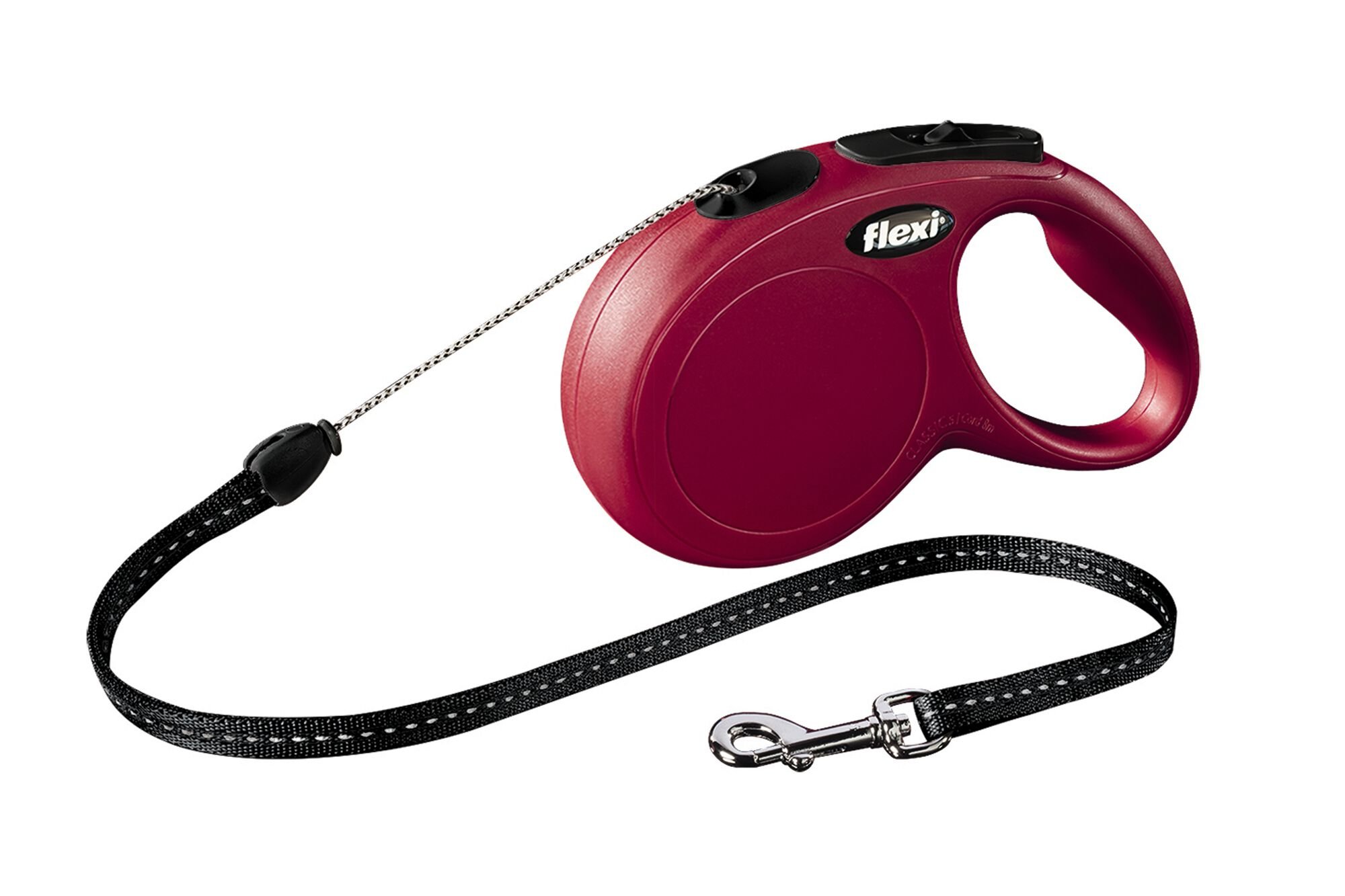 Flexi New Classic Koord - Rollijn - Hondenriem - rood - XS - 300 cm