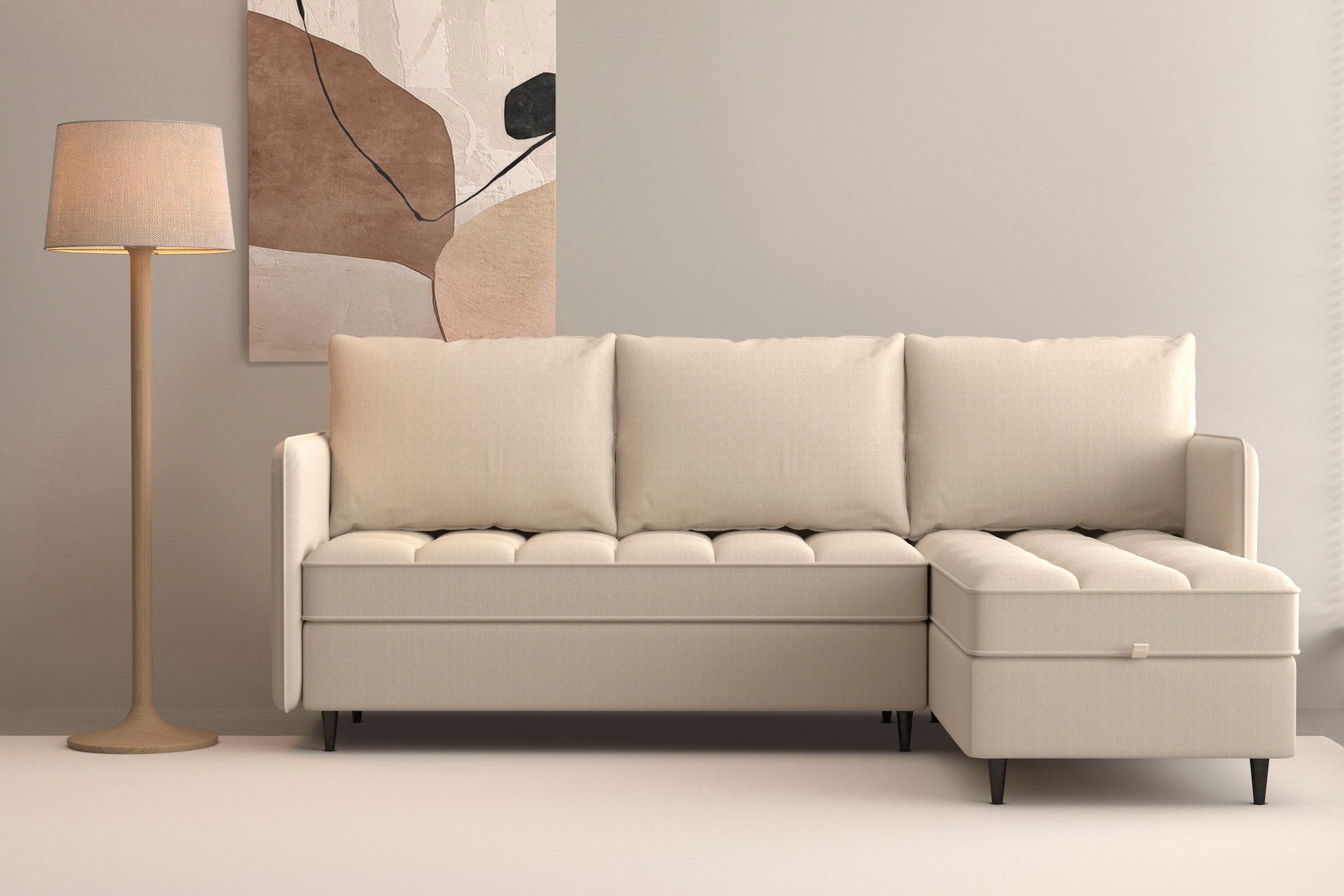Dorel Home Ecksofa »LINDHUS, L-Form, verschiedene Stellvarianten, Schlaf-Liege« Modulsofa, Recamiere, grosser Bettkasten, Cord, Chenille