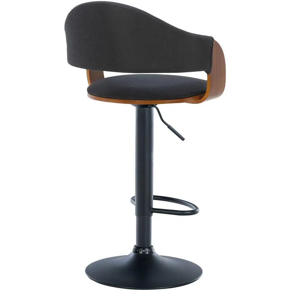 CLP Barkruk Nilse zwart Frame - Stof - walnoot/zwart