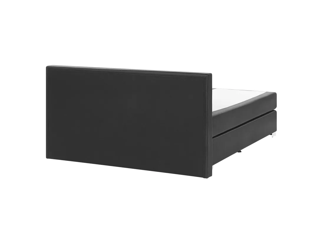 Lit Boxspring Cuir PU PRESIDENT 160 x 200 cm Noir