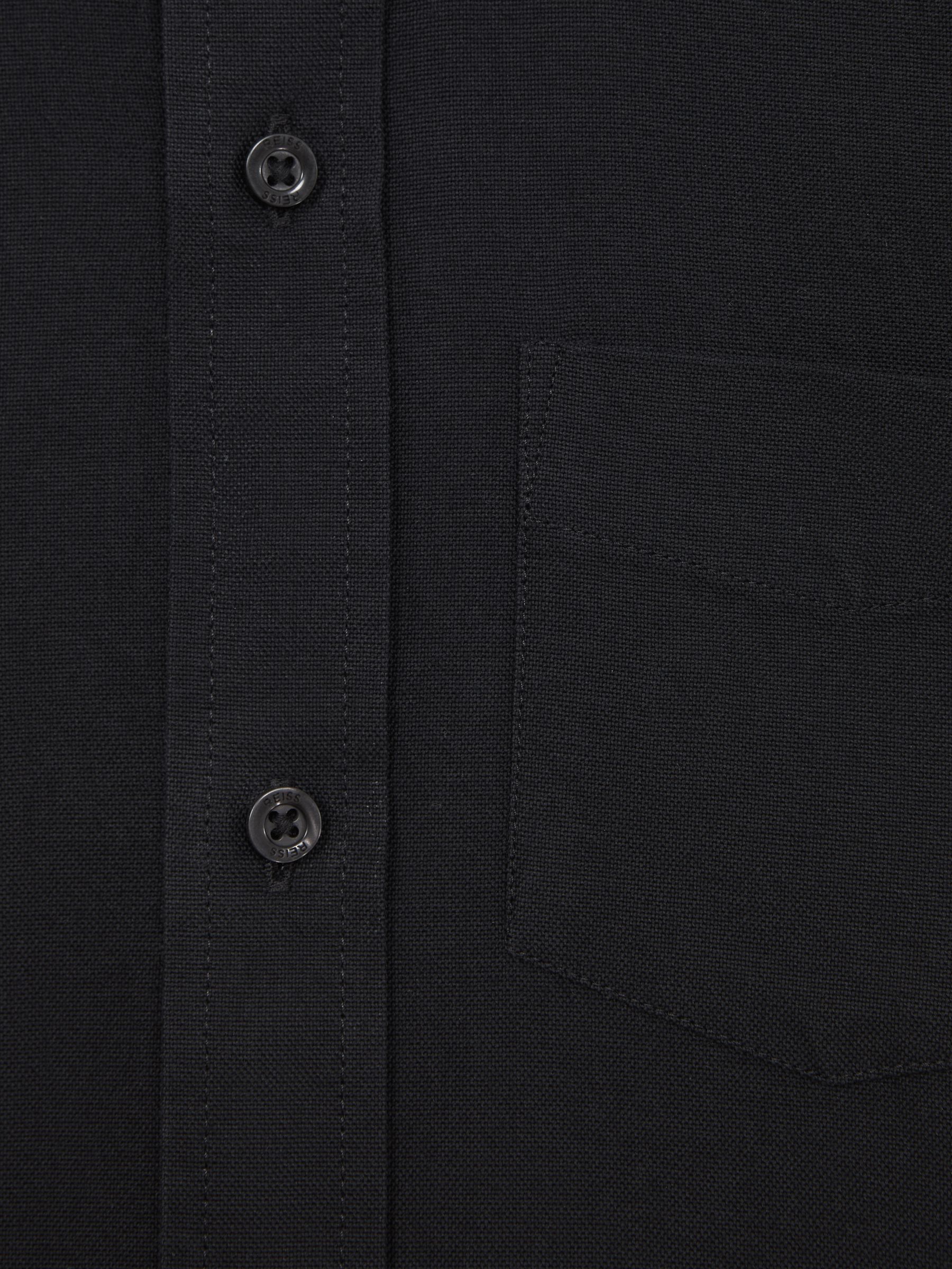 Zwart - Reiss Greenwich Oxford overhemd met knopen