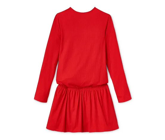 Jersey-Rippkleid, rot