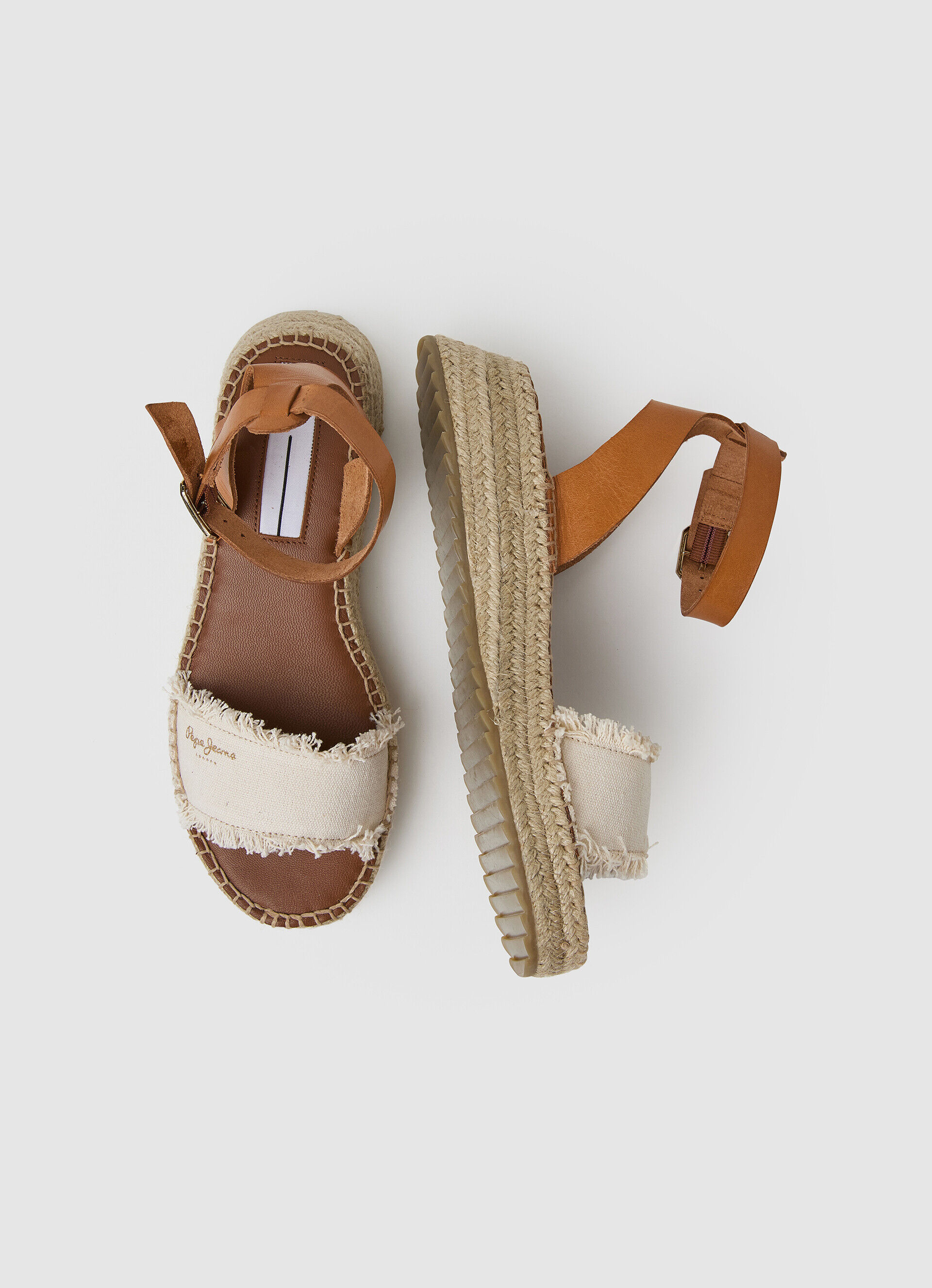 SANDALIAS CUÑA KATE FABRIC - off white