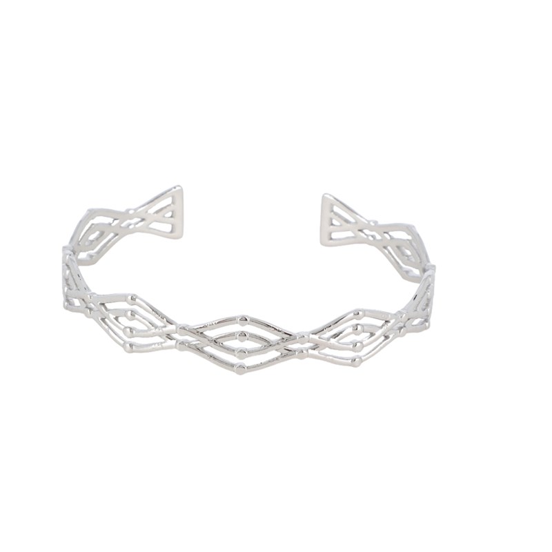 Bracelet rigide en acier argenté ajustable