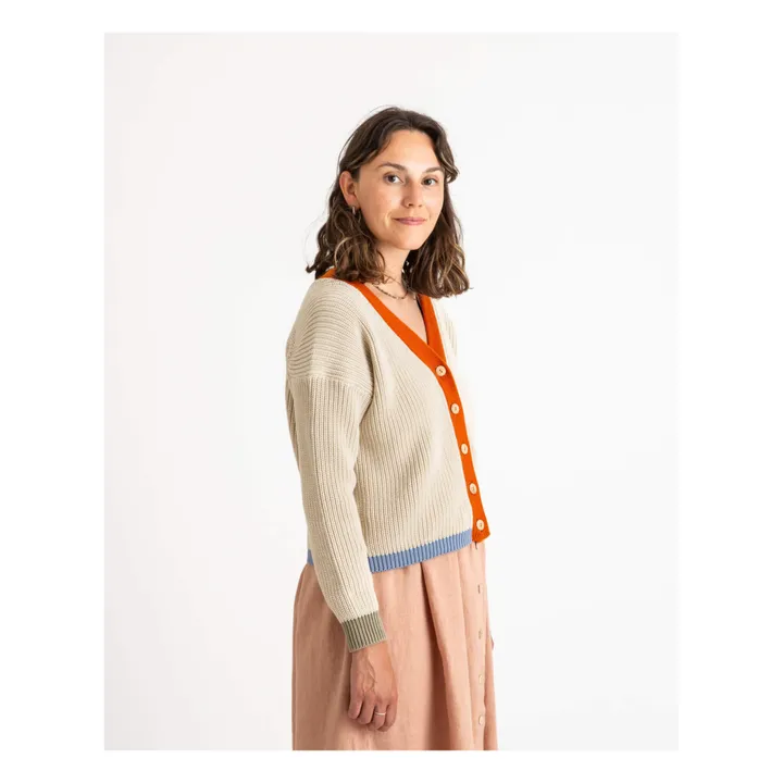 Matona Cardigan Color Block Coton Bio | Beige