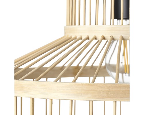 Hanglamp, 1-lichts, HxØ 120x35 cm, zwart/naturel, 99244/76