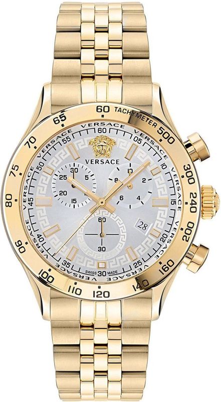 Versace - Polshorloge - Goud - RVS - Wit - Chronograaf - Swiss Made