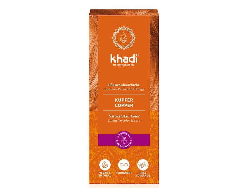 khadi Haarcoloration Pflanzenhaarfarbe Kupfer 100 g Intensive Pflanzenfarbe Kupfer ohne