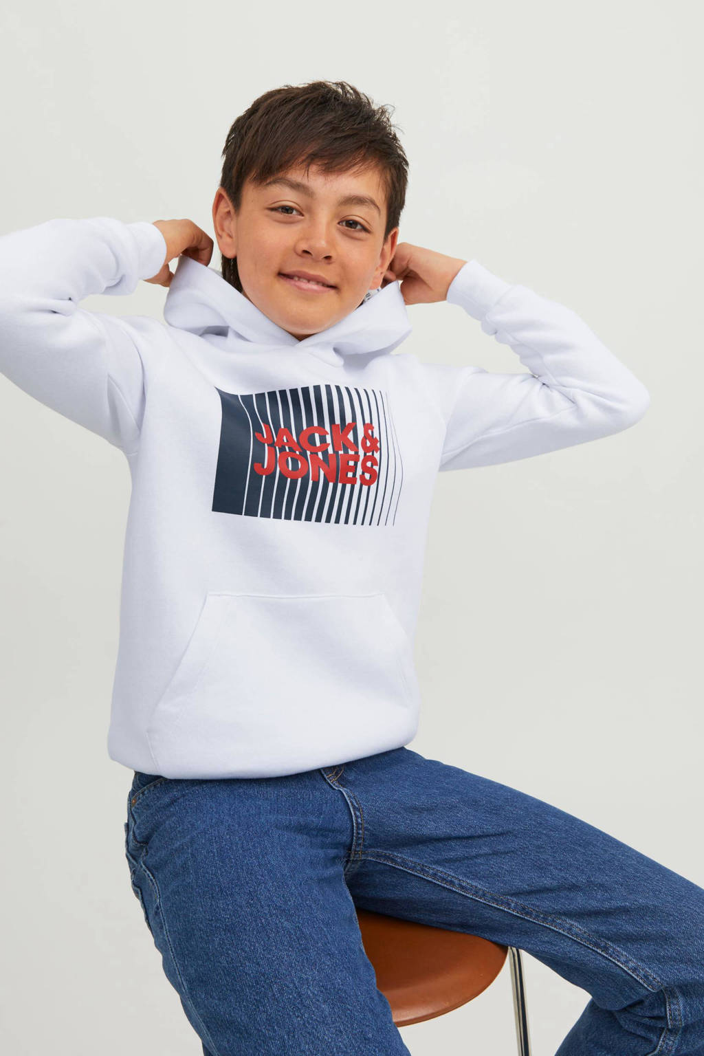 JACK & JONES hoodie JJECORP met logo wit