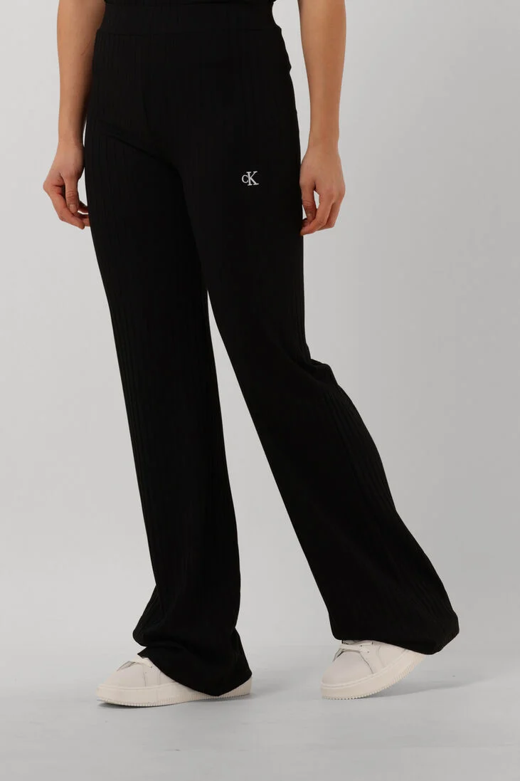 CALVIN KLEIN zwarte calvin klein flared broek elongated rib pants