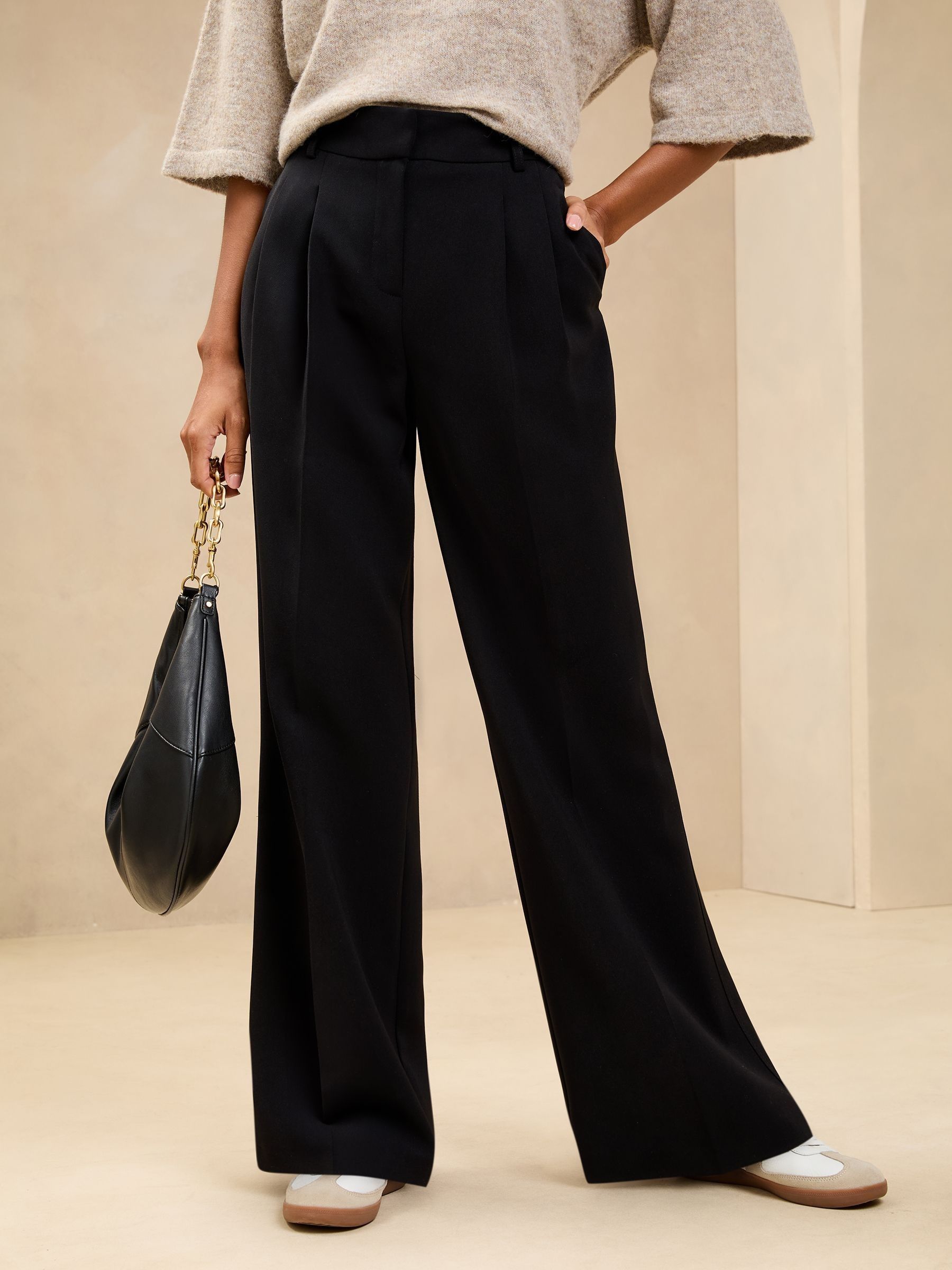 Zwart - Lipsy premium broek met wijde pijpen