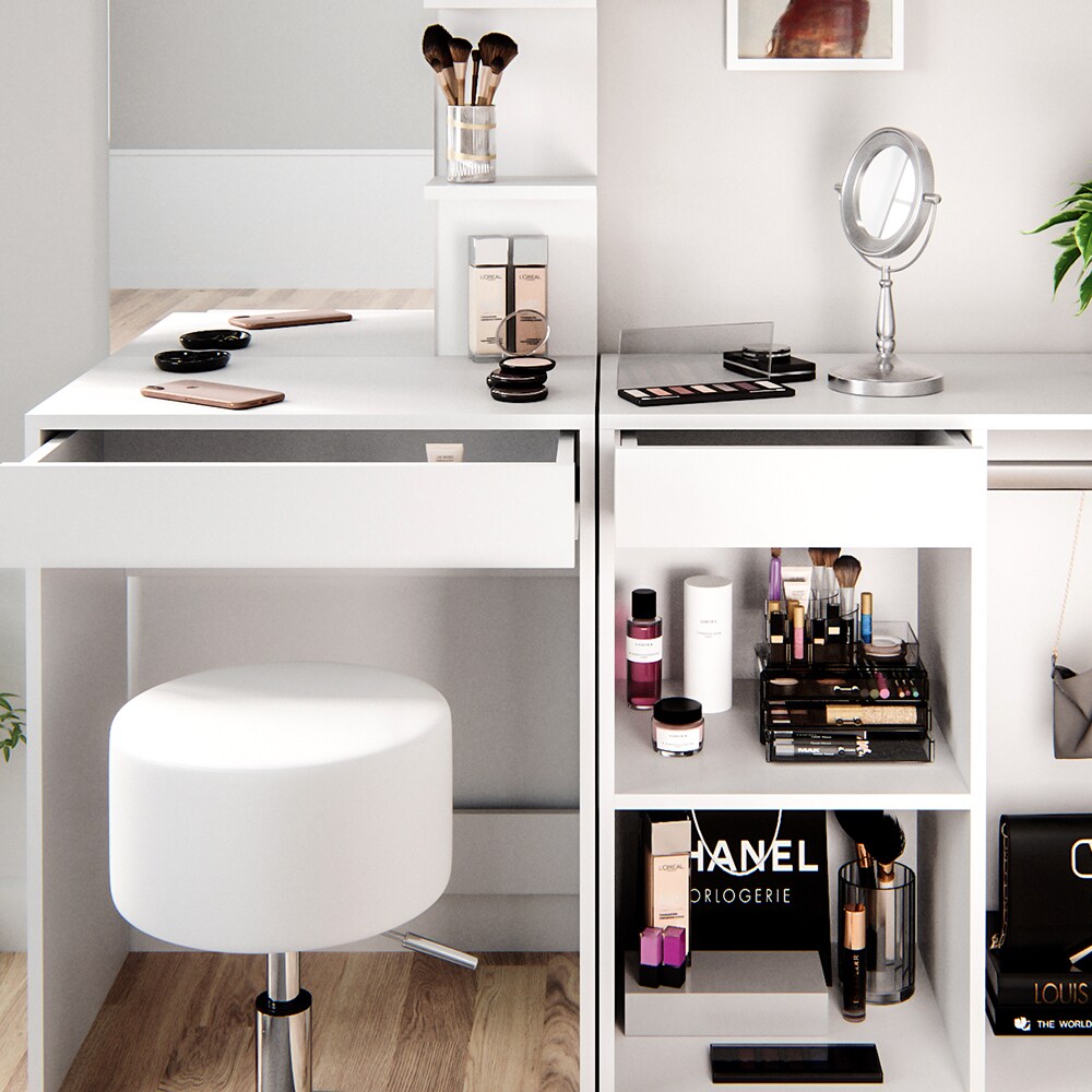 Vicco Schminktisch Frisiertisch Schminkkommode Isabelle + Hocker Beistellschrank