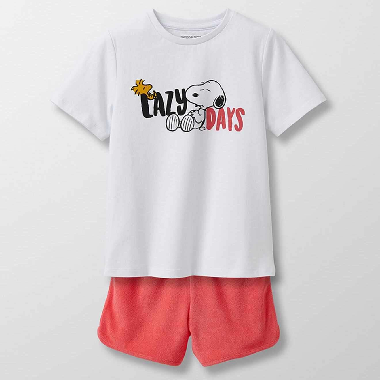 Cyrillus Pyjama Snoopy T-shirt & Short blanc/orange