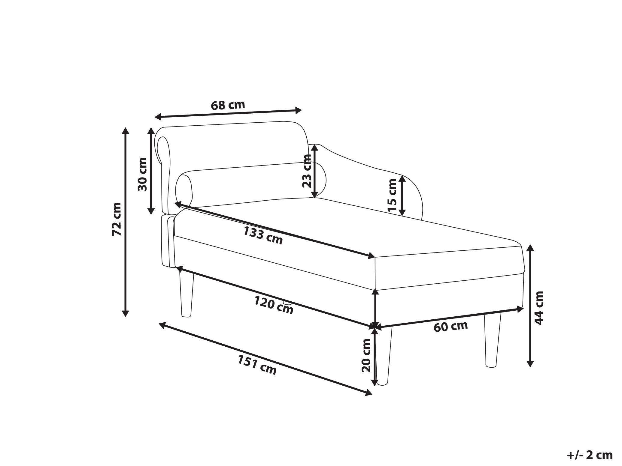 Linkszijdige chaise longue YVOIRE Stof Gebroken wit
