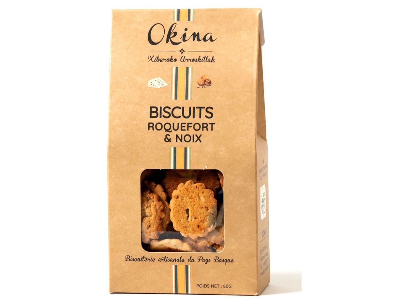 Biscuit au roquefort - et aux noix - 80 g - Okina