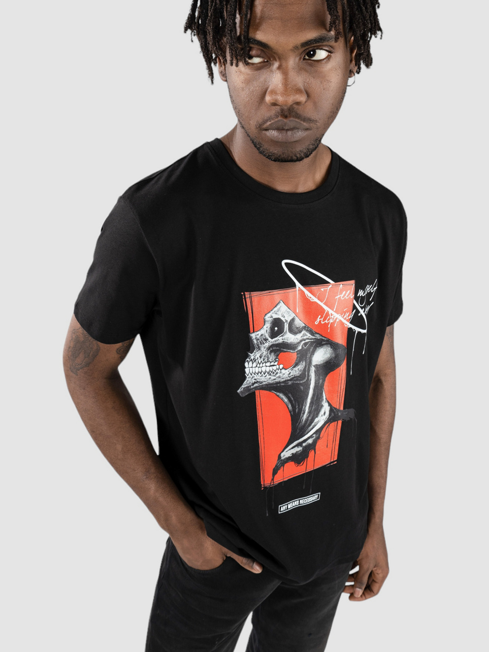 Any Means Necessary Slipping Away T-Shirt black