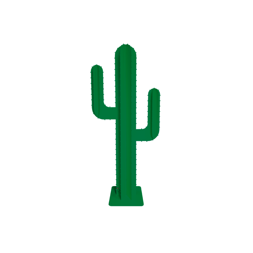 Cactus de jardin 2 branches 6 feuilles aluminium vert gazon h 1,20m