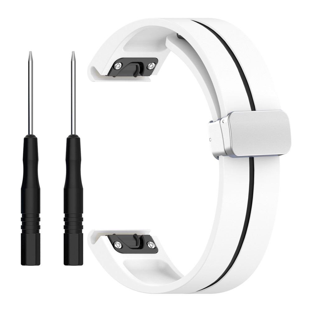 Garmin Fenix 5S Silikon Sport Armband mit Magnet-Verschluss - Weiss / Schwarz