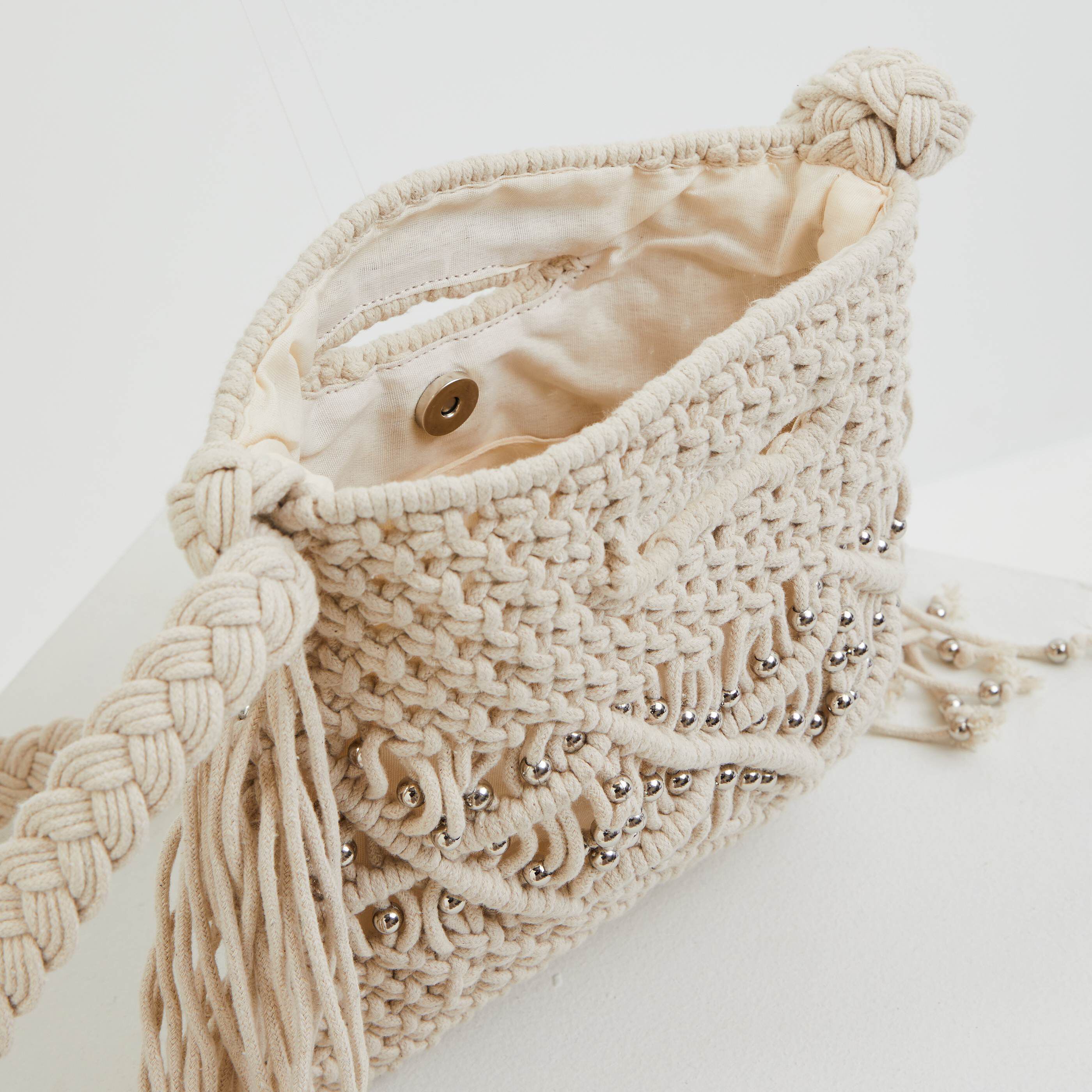 Sac bandoulière en crochet femme - ECRU