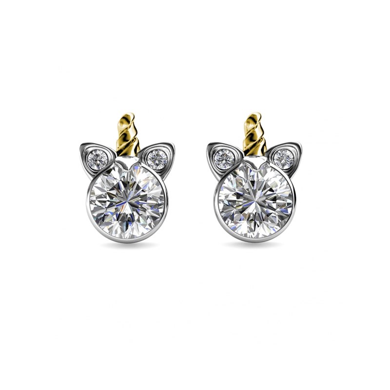 Boucles d'oreilles Unicorn - Argenté et Cristal