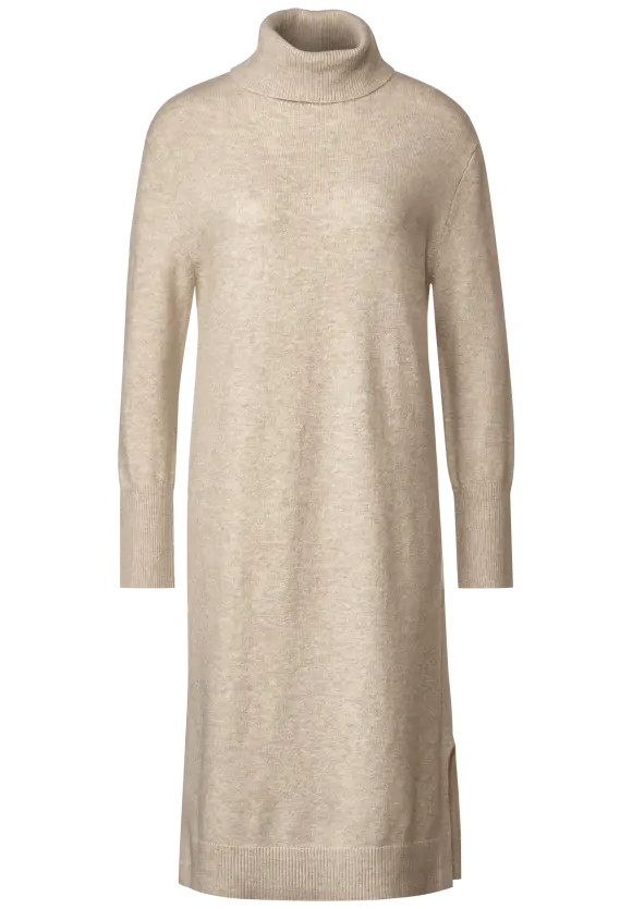 Strickkleid mit Rollkragen - spring sand melange